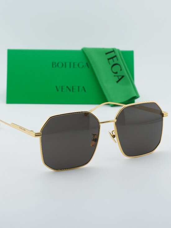 Bottega Veneta BV1108SA 001 Square Sunglasses - Gold / Grey